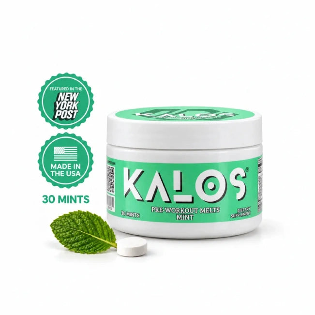 Kalos Pre-Workout Mint container with mint leaf.